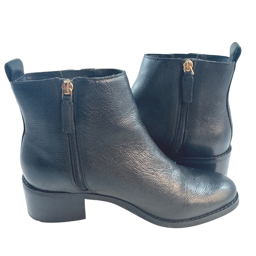 Cole Haan Addie Black Pebbled Leather Ankle Boots W21600 Block Heel Womens 7B